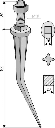 Cone shaped harrow teeth with ribs
