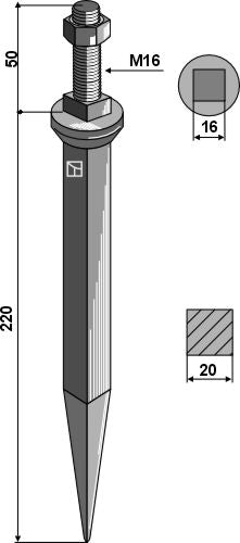 Harrow teeth from boron steel with square neck