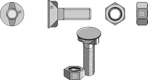 Plough bolt DIN11014 M20x2,5x65 with hexagon nut