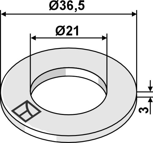 Washer Ø36,5x3xØ21 - DIN7090 A20 HV200