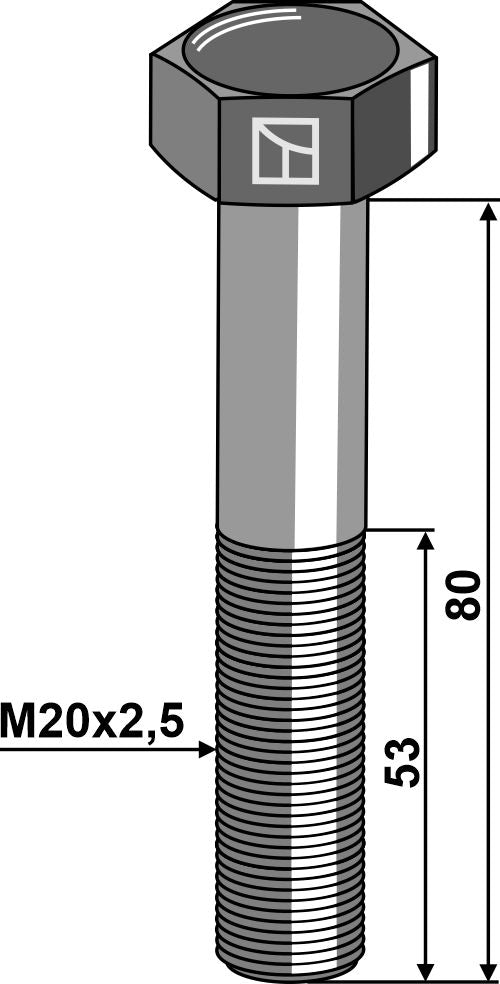 Hexagon bolt M20x2,5x80 without nut