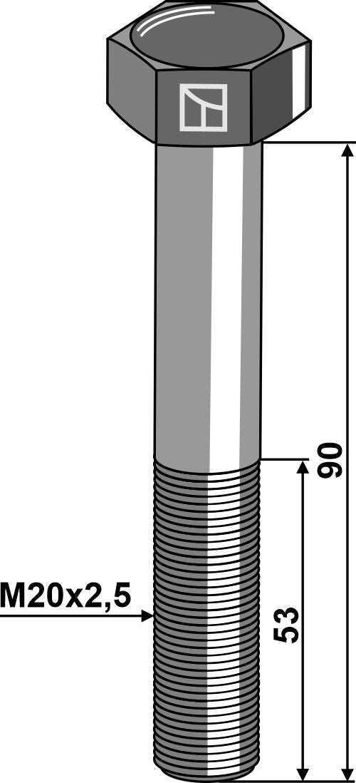 Hexagon bolt M20x2,5x90 without nut