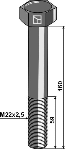 Hexagon bolt M22x2,5x160 without nut
