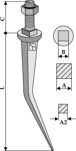 Harrow teeth from boron steel with square neck