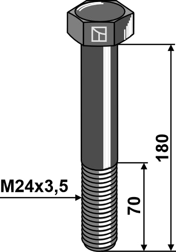 Hexagon bolt M24x3,5x180 without nut