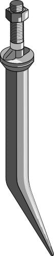 Sead harrow tooth from boron steel with oval neck across the direction of motion