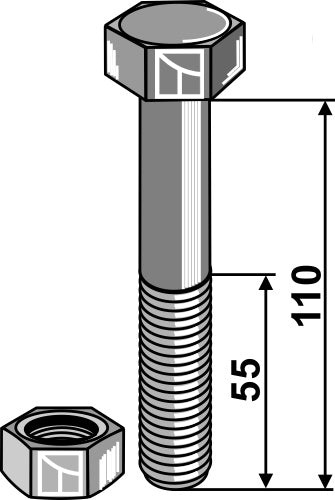Bolt M20x2,5 - 8.8