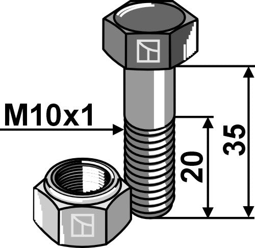 Hexagon bolt M10x1x35 with self-locking nut