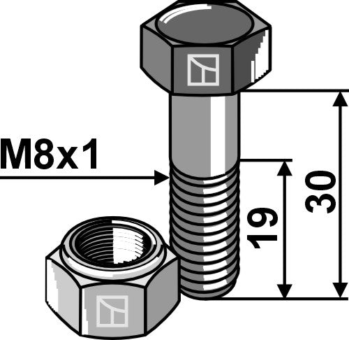 Hexagon bolt M8x1x30 with self-locking nut