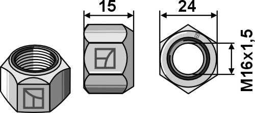 All-metal nut with squeezing device M16 - DIN980 galv. 10.9