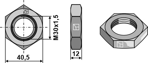 Nut M30x1,5 - right thread