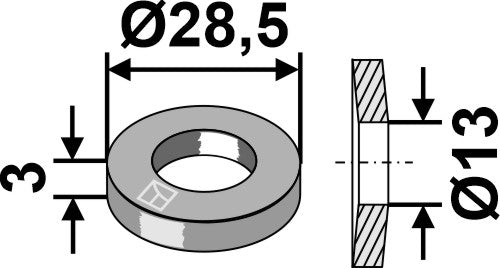 Washer Ø28,5x3xØ13 - DIN 6796