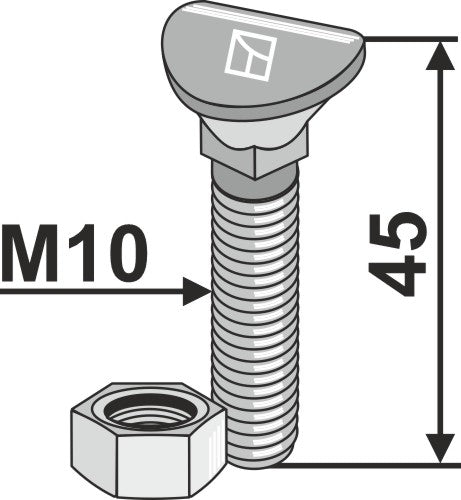 Cultivator bolt - M10x45 - 8.8