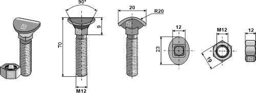 Cultivator bolt - M12x70 - 10.9