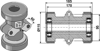 Bearing compl. for 30x30 square shaft