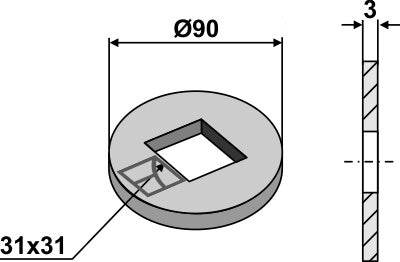 Compensation washer for 28x28 and 30x30 square shaft