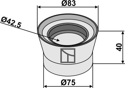 Inward and outer flange Ø83