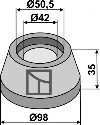 Inward and outer flange Ø98