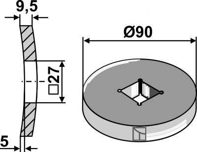 Welding ring for 26x26 square shaft