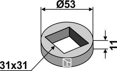 Welding ring for 28x28 and 30x30 square shaft