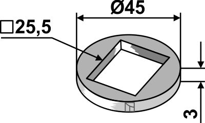 Reducing washer for 25x25 square shaft