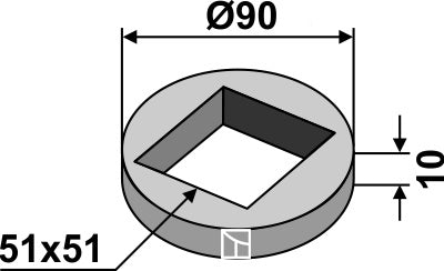 Welding ring for 50x50 square shaft