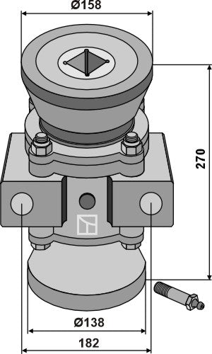 Bearing compl. for 50x50 square shaft