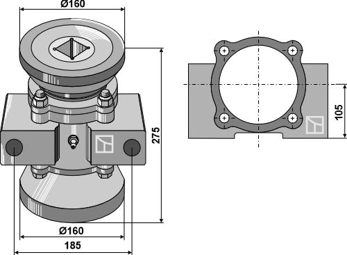 Bearing compl. for 50x50 square shaft