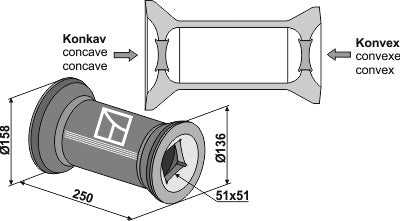 Transition piece for 50x50 square shaft