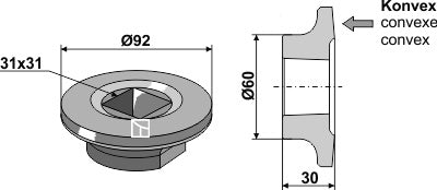Flange intern Ø92