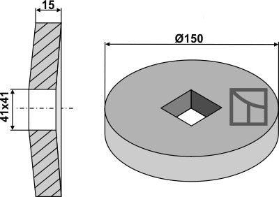 Inward and outer flange Ø150