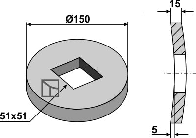Inward flange and outer flange for 50x50 square shaft