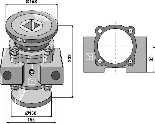 Bearing compl. for 40x40 square shaft