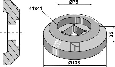 Inward and outer flange Ø138