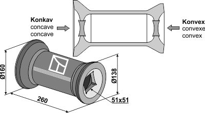 Transition piece for 50x50 square shaft