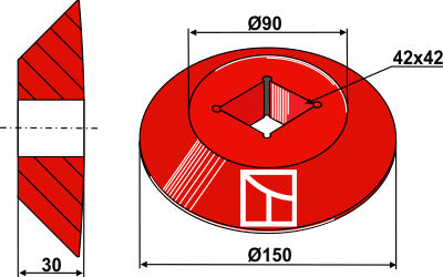 End disc - inward for 40x40 square shaft