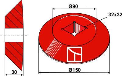 End disc - inward for 30x30 square shaft