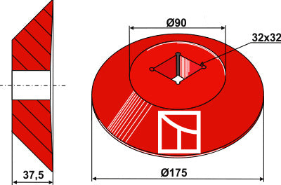End disc - outer for 30x30 square shaft