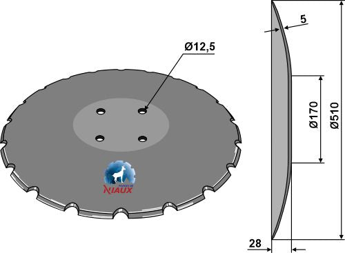 Concave disc Ø510x5 - notched