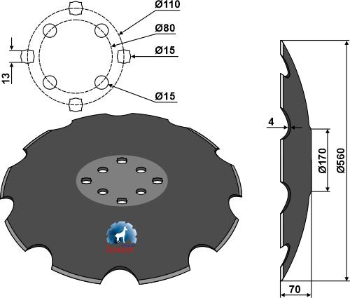 Notched disc - Ø560x4