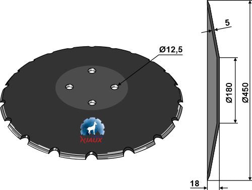 Concave disc Ø450x5 - notched