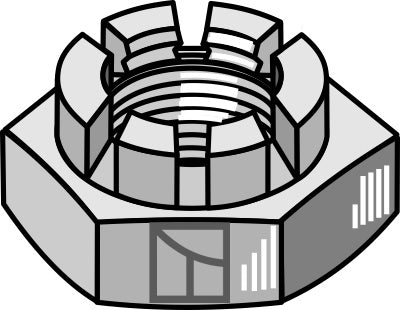 Hexagon castle nut - M24x2