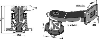 Bearing with shank - left model