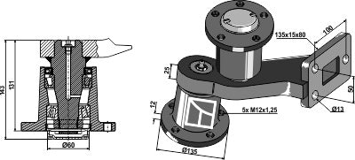 Bearing with shank - right model