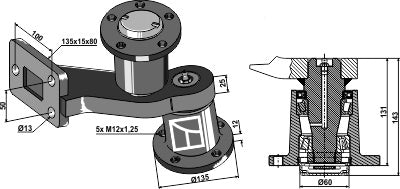 Bearing with shank - left model