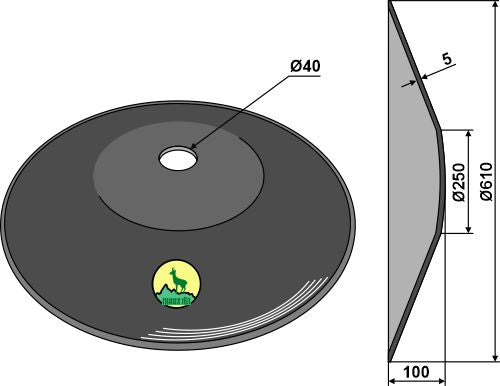 Plain disc Ø610x5 - Truncated