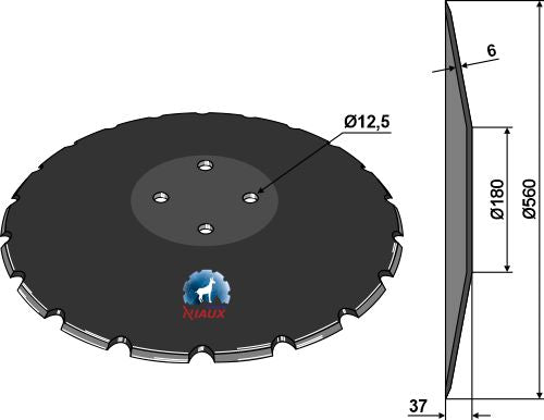 Concave disc Ø560x6 - notched