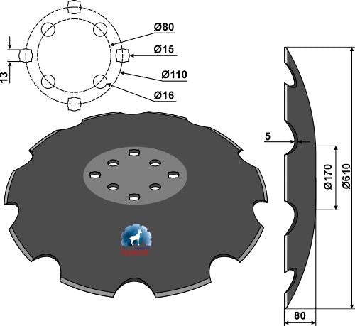 Notched disc - Ø610x5 m.