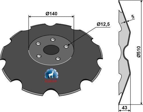 Notched disc Ø510x5