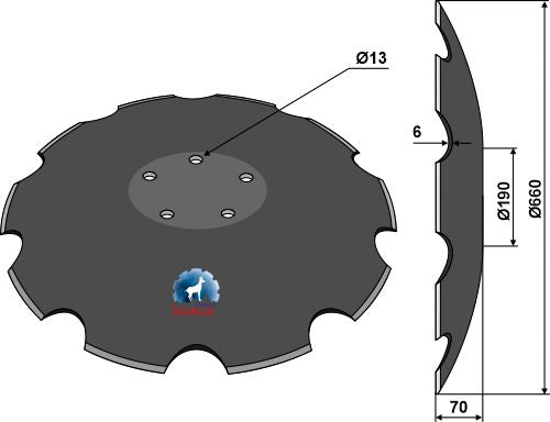 Notched disc - Ø660x6